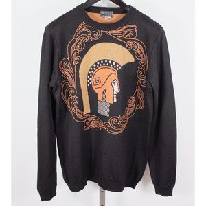 Vintage Gianni Versace 54 US 44 sweater roman head face black 90s Y2K